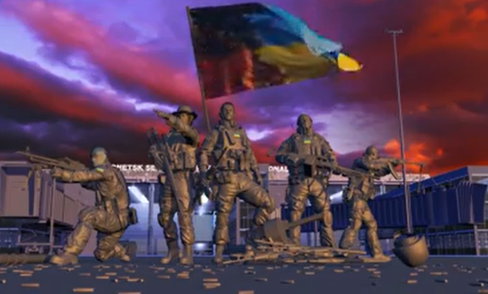 Звитяжці Донецького аеропорту (Подолянчук - другий зліва). Скріншот з відеографіки