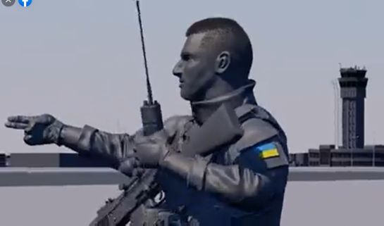 Черкащанин Євген Подолянчук командує розрахунком зенітної установки у Донаеропорту. Скріншот з відеографіки