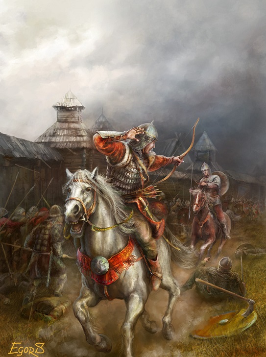 Дружинники Ярополка відучили мешканців Дрютеська (сучасна Білорусь) чинити набіги на Київ. А полонених ворогів змусили будувати фортецю у Придніпров’ї, на землі сучасної Черкащини… Мал. Ігоря СЕРГІЄНКА